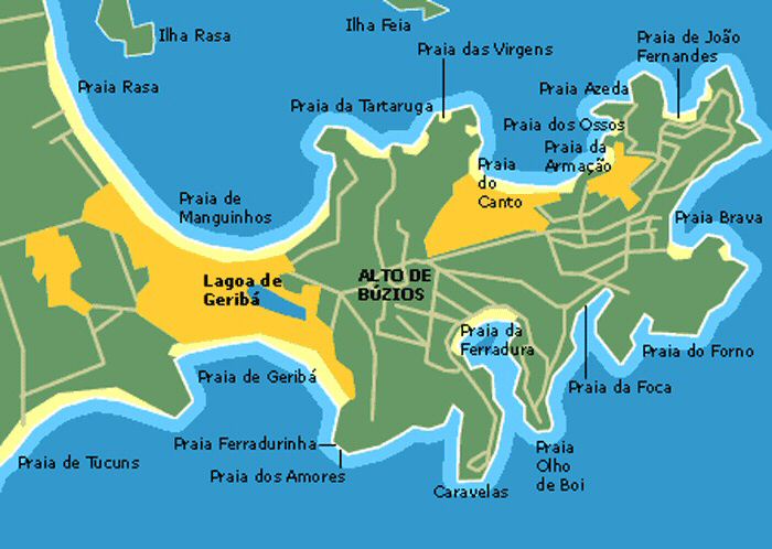 mapa praias buzios