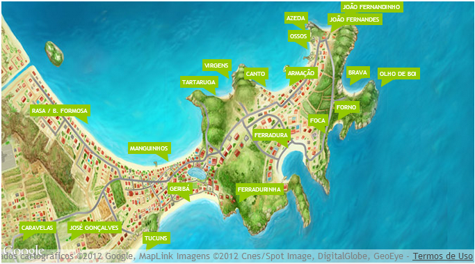 mapa bairros buzios